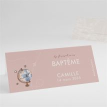 Marque-place baptême Joli Passeport Bapteme personnalisable - Couleur Rose - 9,5 x 4,2 cm - Monfairepart