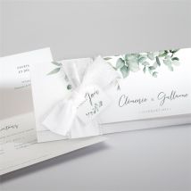 Faire-part mariage Lyrisme pochette personnalisable - Couleur Vert - 21 x 9,2 cm - Monfairepart