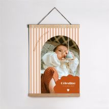 Affiche naissance Rayures terracotta personnalisable - 29,7 x 42 cm - Monfairepart