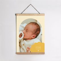 Affiche naissance Jaune vichy personnalisable - 29,7 x 42 cm - Monfairepart