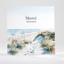 Carte de remerciement décès Empreinte aquarelle personnalisable - Couleur Bleu - 13,5 x 13,5 cm - Monfairepart