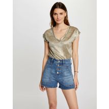 T-shirt manches courtes jaune or femme - Tops et T-shirts - Morgan