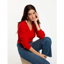 Pull court col v rouge femme - Pulls - Morgan