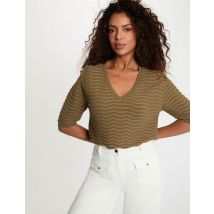 V-Pullover mit 3/4-Ärmeln khakigrün damen - Pullover - Morgan