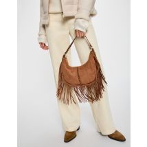 Wildledertasche mit Fransen beige damen - Lederwaren - Morgan