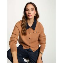 Kurz geschnittene Strickjacke mit Revers beige damen - Westen - Morgan