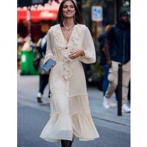 Robe longue fluide creme femme - Robes - Morgan