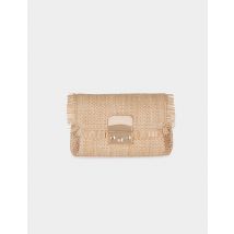 Geflochtene Tasche mit Fransen sandfarben damen - Lederwaren - Morgan