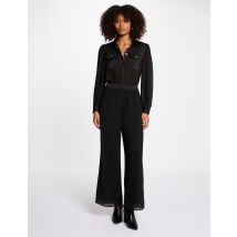 Combinaison fluide col à revers noir femme - Combinaisons - Morgan