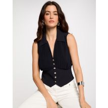 Ärmelloses Plissee-Top marineblau damen - Tops und T-Shirts - Morgan