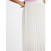 Maxi pleated A-line skirt ivory women