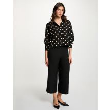 Wide-leg high-waisted cropped trousers black women - Trousers - Morgan