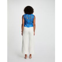 Sleeveless lace top electric blue women