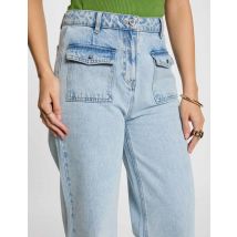 High-waisted wide leg jeans bleach denim women