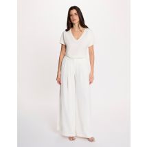 Flowy wide-leg trousers white women - Trousers - Morgan