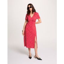 Mid-length dress with V-neck red women - Dresses - Morgan