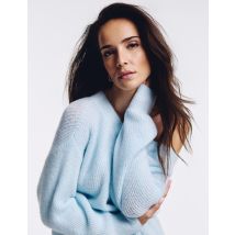 Jumper with round neck sky blue women