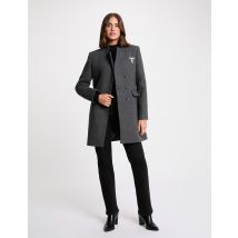 Fitted boucle coat dark grey women