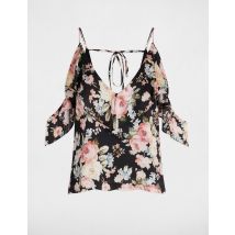 Printed top with ruffles multicolor women
