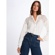 Lace v-neck t-shirt white women - Tops and T-shirts - Morgan