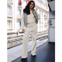 Wide-leg velvet trousers ecru women - Trousers - Morgan