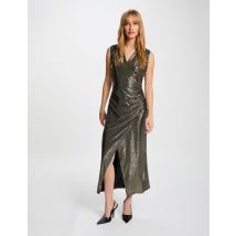 Sleeveless midi dress gold yellow women