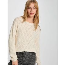 Fancy round neck sweater ivory women - Sweaters - Morgan
