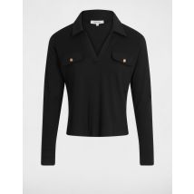 Knit with a turn-down collar black women