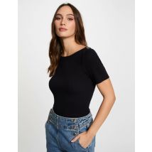 Jumper boat neck and buttons navy blue women