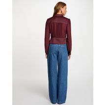Long-sleeved shirt with pleats plum women