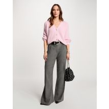 Wide leg trousers with darts light grey women - Trousers - Morgan