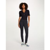 Coated slim trousers navy blue women