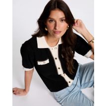Cardigan lapel collar black women