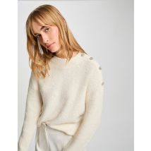 Jersey cuello alto y botones marfil mujer IVOIRE Morgan