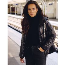 Plumífero corto brillante negro mujer NOIR Morgan