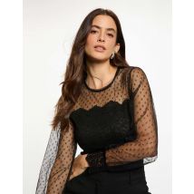 Body de encaje con mangas largas negro mujer NOIR Morgan