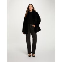 Abrigo recto de piel sintética negro mujer NOIR Morgan