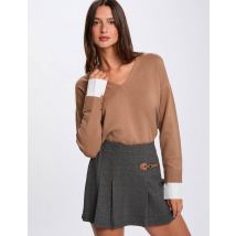 Pull col en V marron femme - Pulls - Morgan