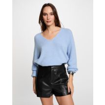 Pull col en V bleu femme - Pulls - Morgan