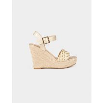 Sandales compensées jaune or femme - Chaussures - Morgan