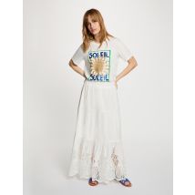 Jupe longue détail dentelle blanc femme - Jupes - Morgan