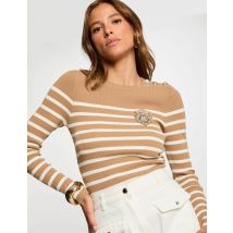 Pull manches longues à rayures camel femme - Pulls - Morgan