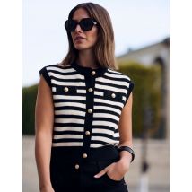 Gilet rayé sans manches ivoire femme - Gilets - Morgan