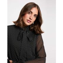 T-shirt col lavallière noir femme - Tops et T-shirts - Morgan