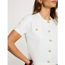 Gilet col rond sequins blanc femme - Gilets - Morgan