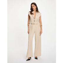 Pantalon large taille haute beige femme - Pantalons - Morgan