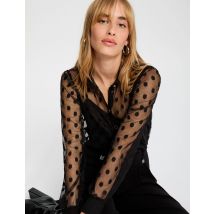 T-shirt col lavallière noir femme - Tops et T-shirts - Morgan