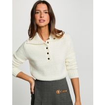 Pull col à revers blanc femme - Pulls - Morgan