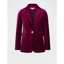 Veste cintrée en velours avec épaulettes rose fonce femme