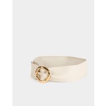 Ceinture avec boucle ronde beige femme